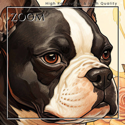 【守護犬 - ボストンテリア犬 No.1】アールヌーヴォー アートポスター 犬の絵 犬の絵画 犬のイラスト 3枚目の画像