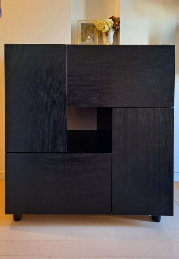 【受注製作】cubic cabinet black キャビネット ブラック かっこいい 2枚目の画像