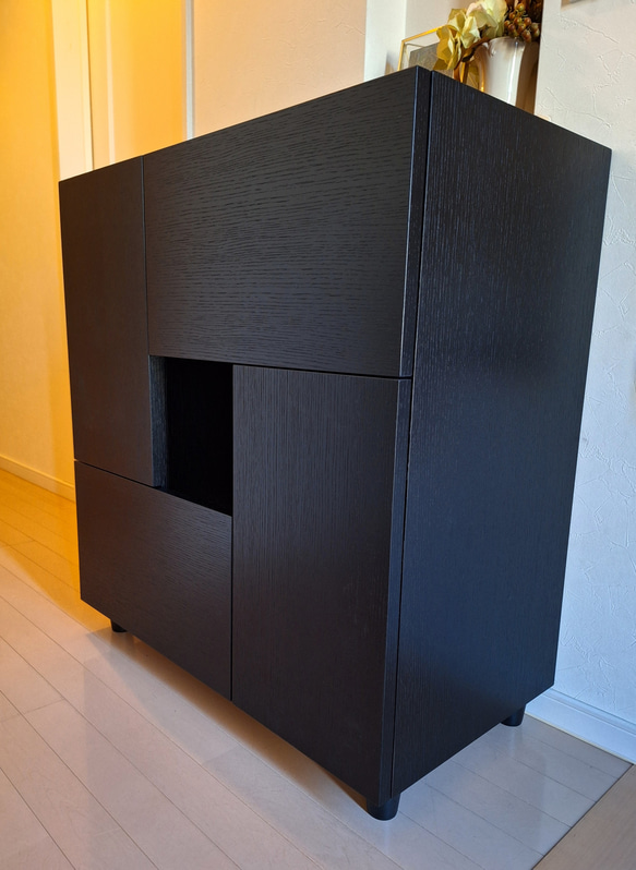 【受注製作】cubic cabinet black キャビネット ブラック かっこいい 3枚目の画像