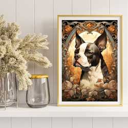 【守護犬 - ボストンテリア犬 No.3】アールヌーヴォー アートポスター 犬の絵 犬の絵画 犬のイラスト 8枚目の画像