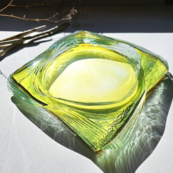 ガラス水盤　花器　積層ゴールド 6枚目の画像