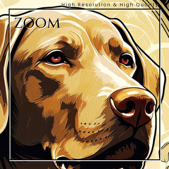 【守護犬 - ラブラドールレトリバー犬 No.1】アールヌーヴォー アートポスター 犬の絵 犬の絵画 犬のイラスト 3枚目の画像