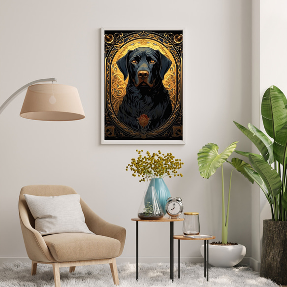 【守護犬 - ラブラドールレトリバー犬 No.2】アールヌーヴォー アートポスター 犬の絵 犬の絵画 犬のイラスト 7枚目の画像