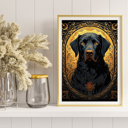 【守護犬 - ラブラドールレトリバー犬 No.2】アールヌーヴォー アートポスター 犬の絵 犬の絵画 犬のイラスト 8枚目の画像