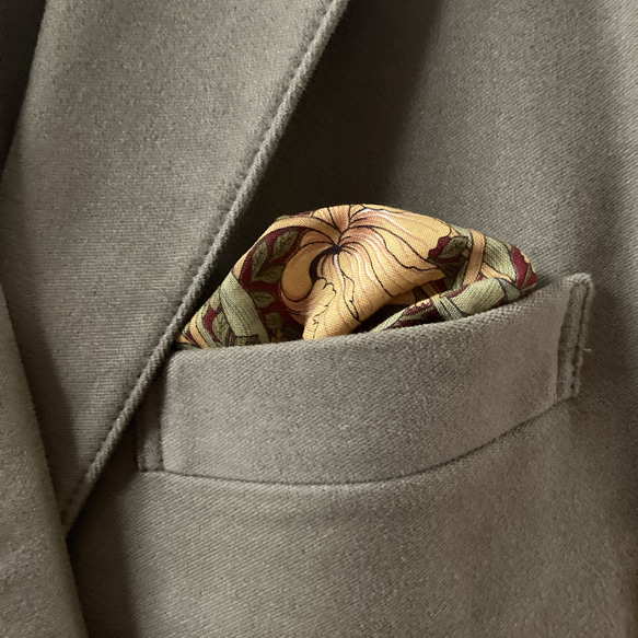 ウィリアムモリス「ピンパーネル」使用/男性用蝶ネクタイ&ポケットチーフ 10枚目の画像