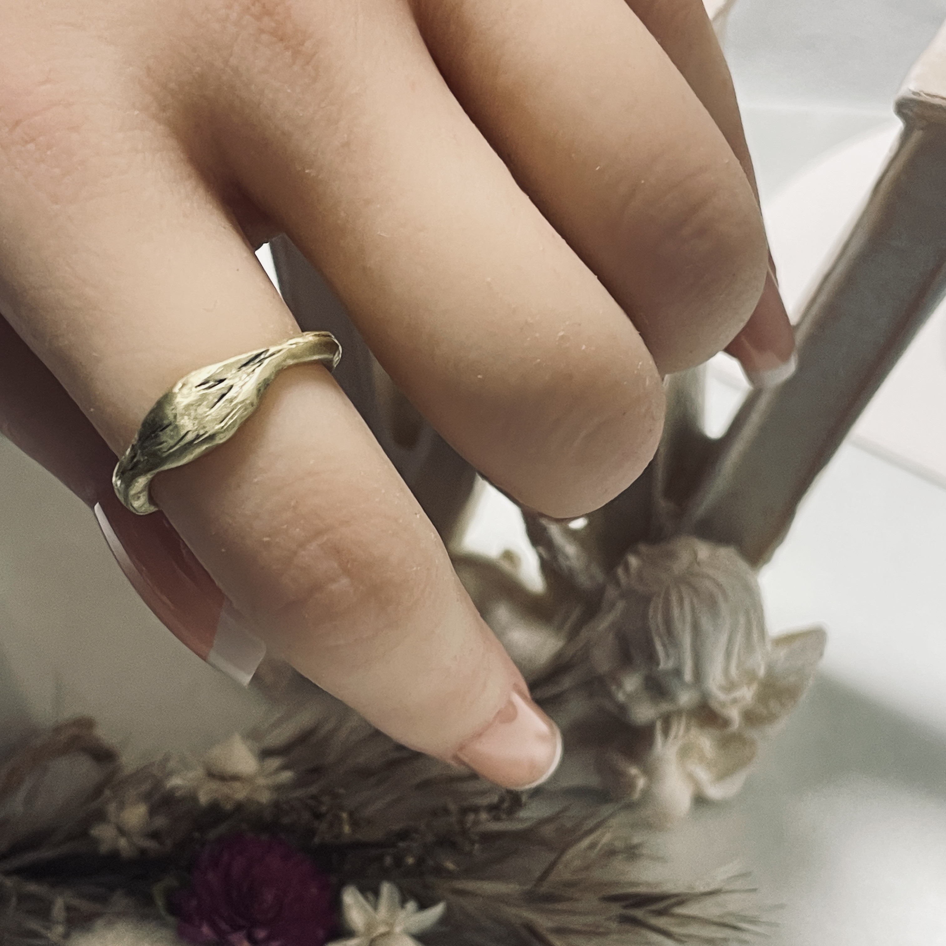 CORAL RING ウェーブリング ゴールド 黒海 珊瑚 コーラルリング バルカンスタイル by Peach