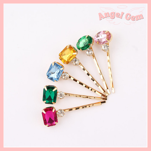 宝石ヘアピン GEM SERIES クリスタルヘアピン ※大小のサイズをお
