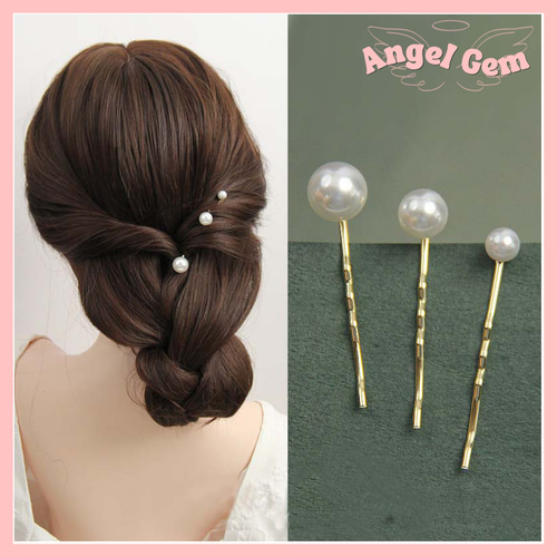 宝石ヘアピン GEM SERIES パールヘアピン ※大中小のサイズをお