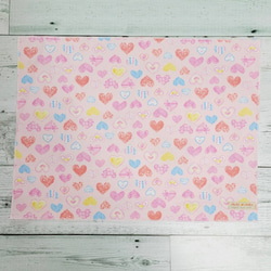 30×40 ハート柄(ピンク)のランチョンマット、ナフキン、ランチマット【入園・入学】給食、女の子 2枚目の画像