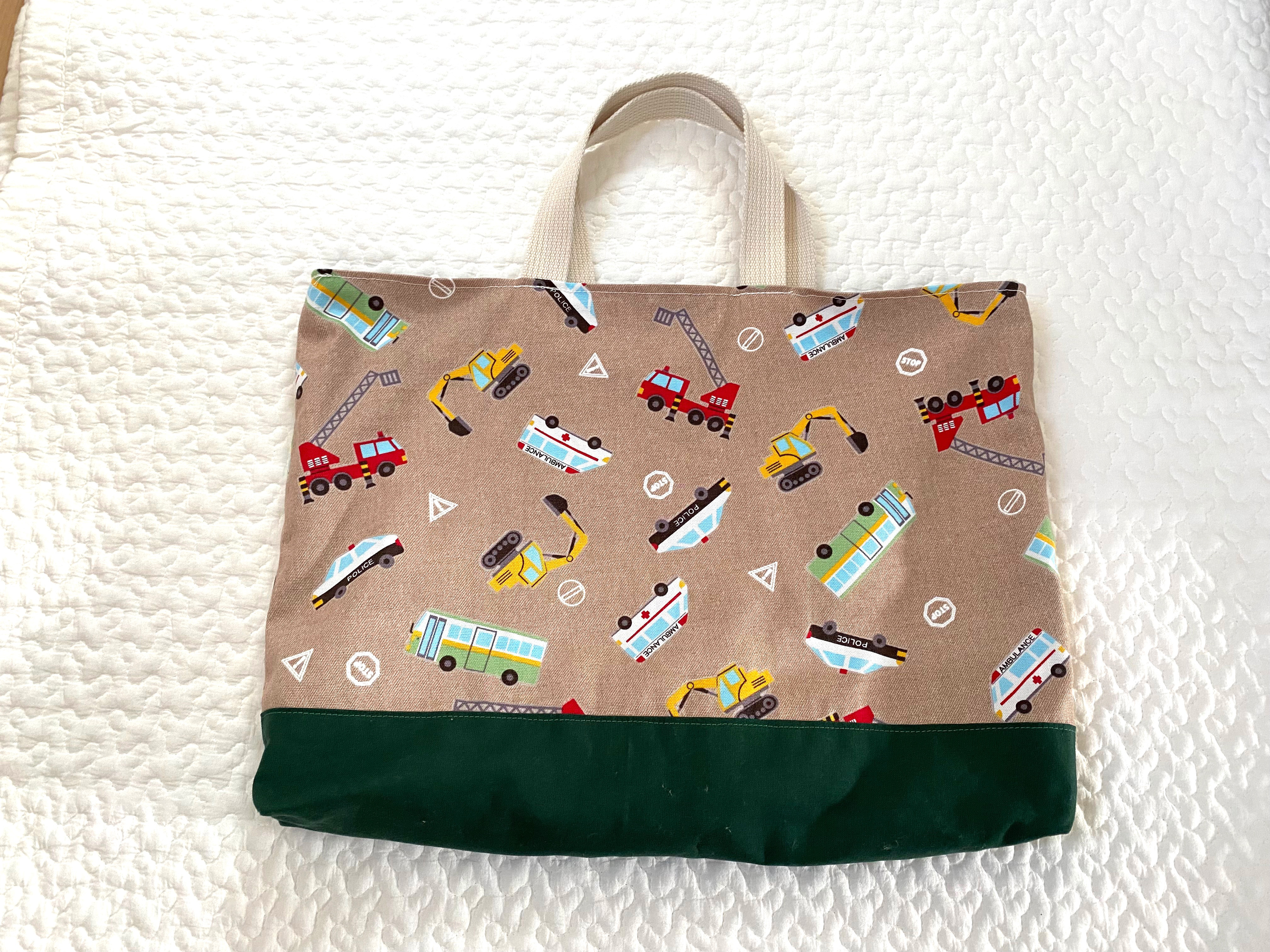 レッスンバッグ　はたらくくるま 受注製作】レッスンバッグ*働く車カラフルxBE その他入園グッズ