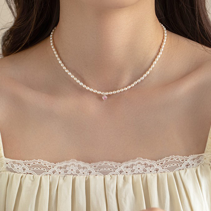 淡水パールのネックレス 真珠 淡水真珠 淡水パール ストロベリークォーツ　クリスタル　6月の誕生石 夏の誕生石2024