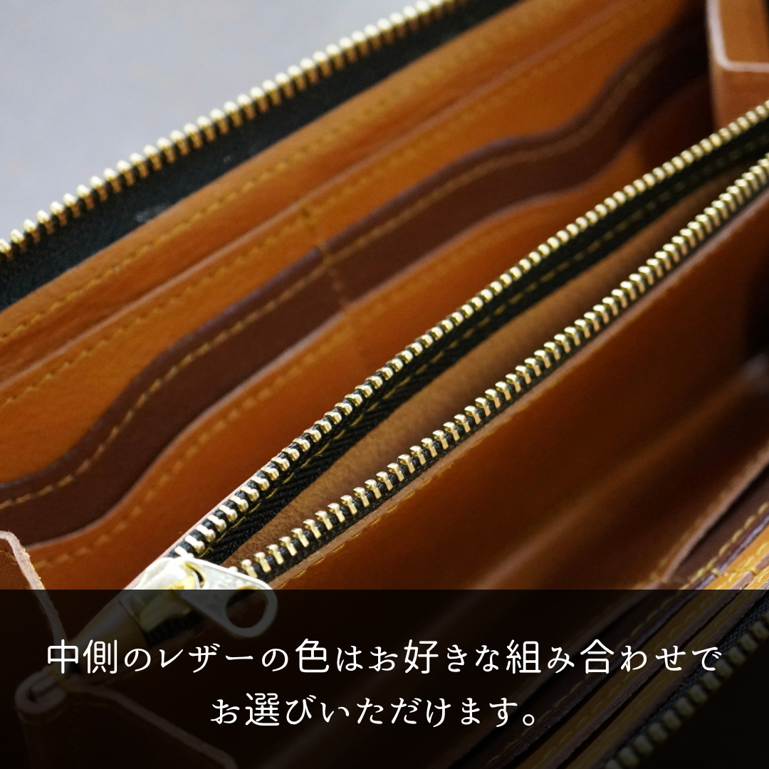 驚くほど手に馴染むラウンドファスナー長財布　播州織【送料無料】