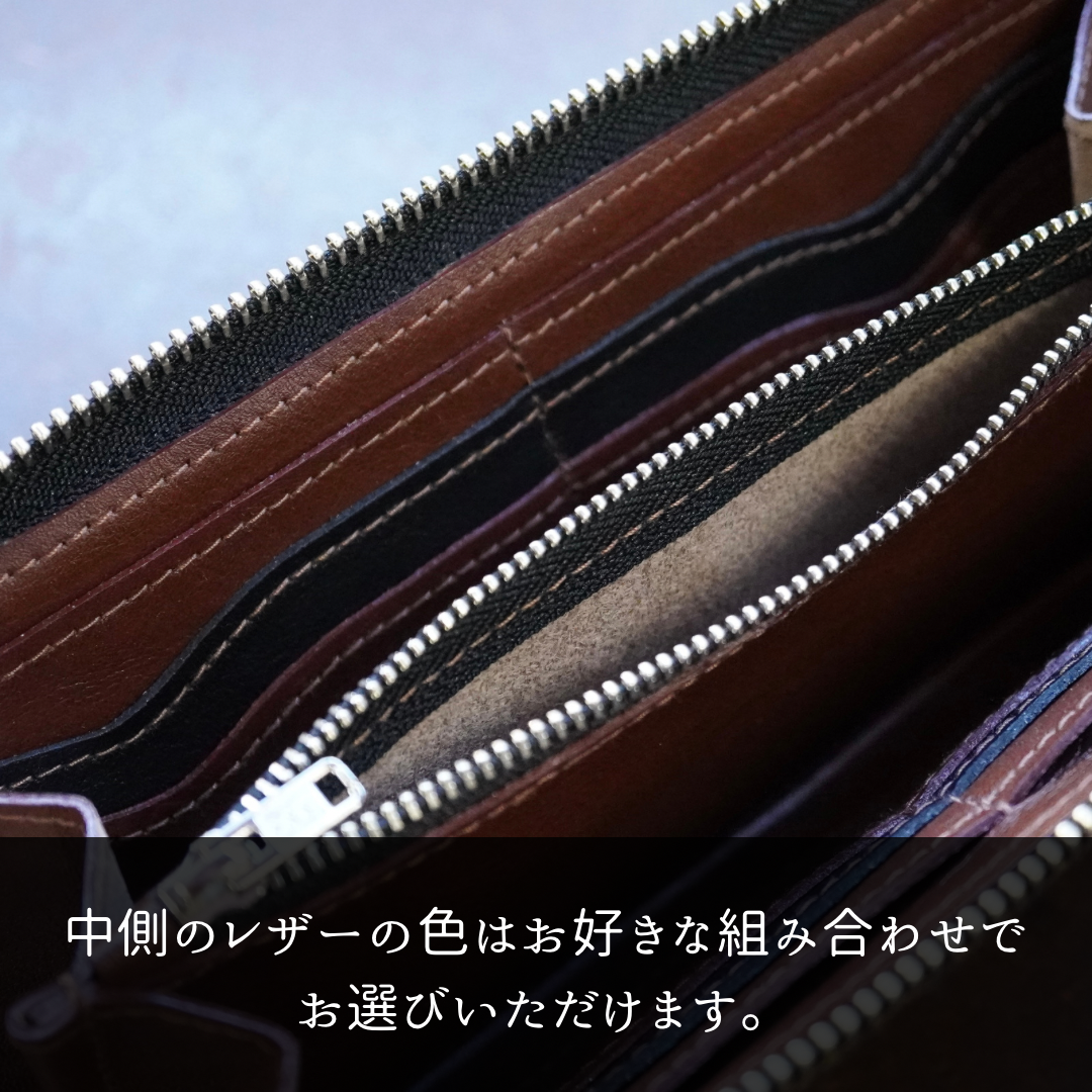 驚くほど手に馴染むラウンドファスナー長財布　播州織【送料無料】