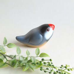 さくら文鳥（★台付き） Java sparrow / wood bird 1枚目の画像