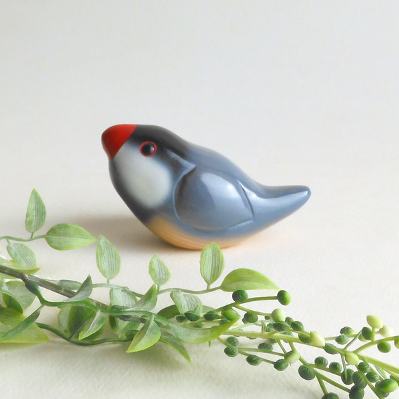 さくら文鳥（★台付き） Java sparrow / wood bird 6枚目の画像