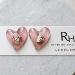 《No.1983❀》ハンドメイド　レジンヘアゴム　ピンクmix　クリア　六角形 ニュアンスカラーのヘアクリップ シェルラメ レジン ヘアクリップ