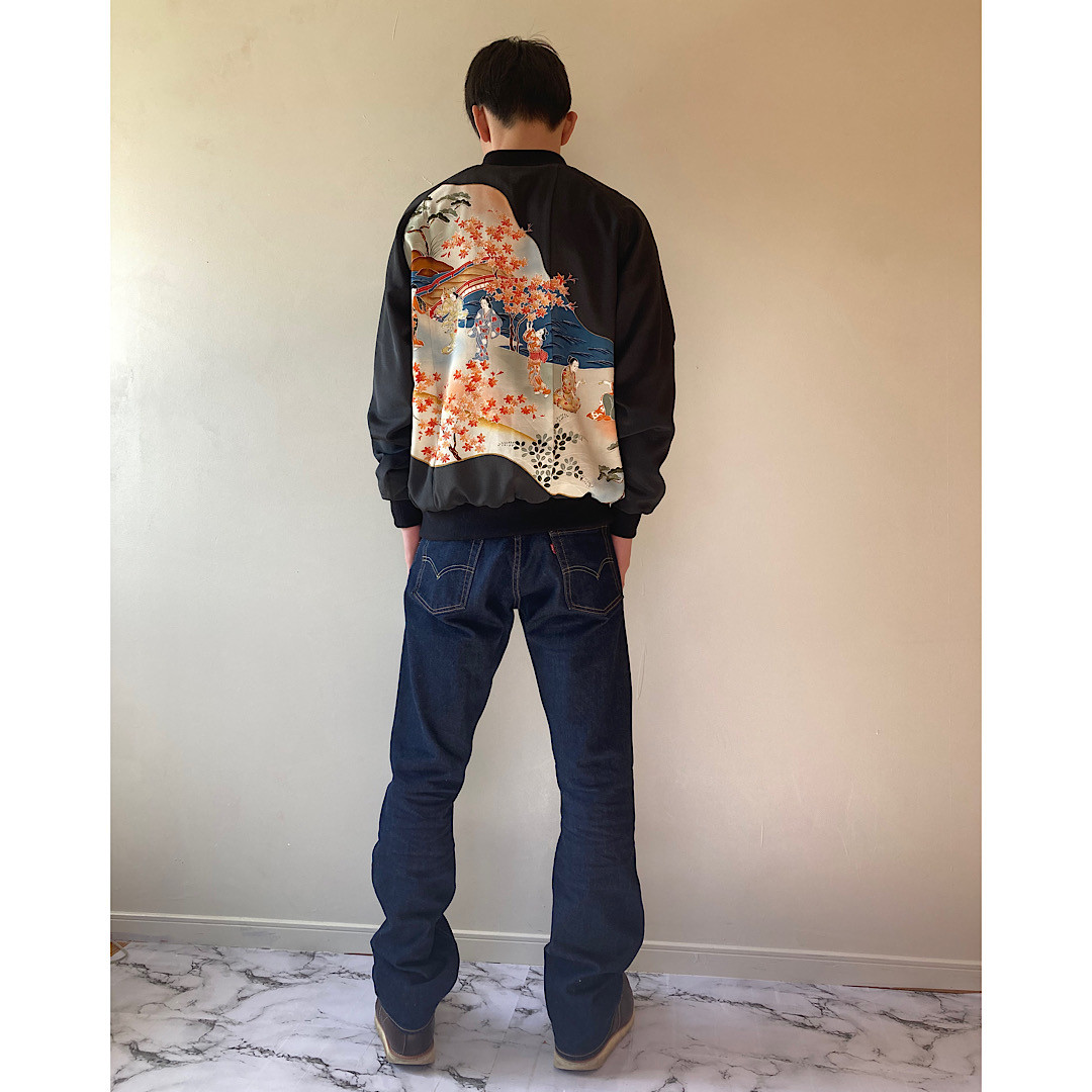 M, 1点物,スカジャン,父の日ギフト,おしゃれなパパに,ジャケット,プレゼント,着物リメイク,ハンドメイド