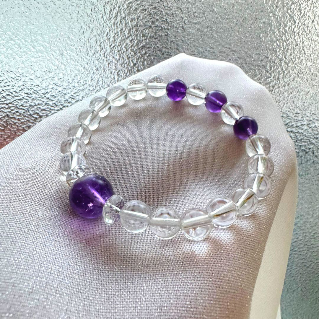 2024年新春デザイン 高品質 アメジスト ホワイトクリスタル ファッションブレスレット