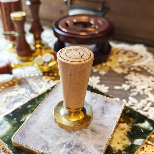 シーリングスタンプ 木製ハンドル♡ピーチ 桃 コラージュ その他雑貨