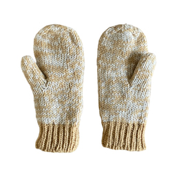 送料無料♪①エスニック ネパール ウール手編みミトン手袋 ハンドウォーマー グローブ スマイリー スマイル  ベージュ 3枚目の画像