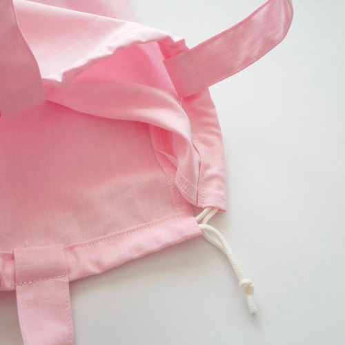 ギンガムチェックのフリル付き巾着袋＊ピンク 体操服袋・お