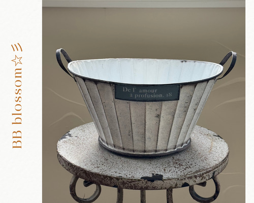 可愛いブリキアンティーク鉢 》ドゥラモーラウンド 観葉植物 多肉植物