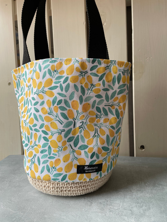 かわいい木の実の編みかごバック(手編みトートバック) 8枚目の画像