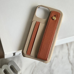 名入れ可　 本革　レザー カード収納 ハンド付き 名入れ レザーiphoneケース 6枚目の画像