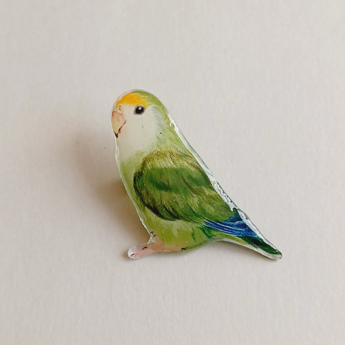小桜インコ　コザクラインコ　インコ　お花　ピンバッジ　鳥　ブローチ　チャーム 小桜インコ コザクラインコ インコ ピンバッジ 鳥 ブローチ