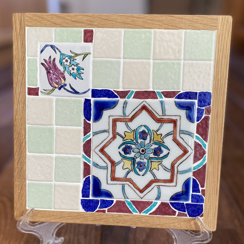 九谷焼絵付けタイル×モザイク 鍋敷き 鍋敷き komako 通販 17194537