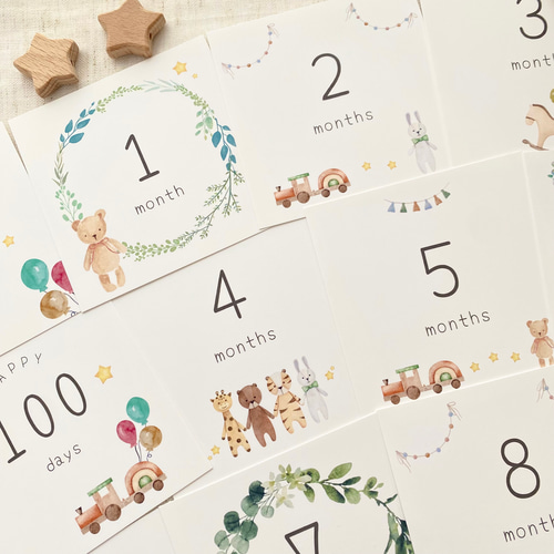 送料無料】◼︎baby toy③ マンスリーカード 月齢カード まし 送料無料】◼︎baby toy③ マンスリーカード 月齢カード まし