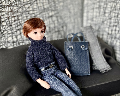 22cmドール ボーイフレンドサイズお洋服3点セット【blue