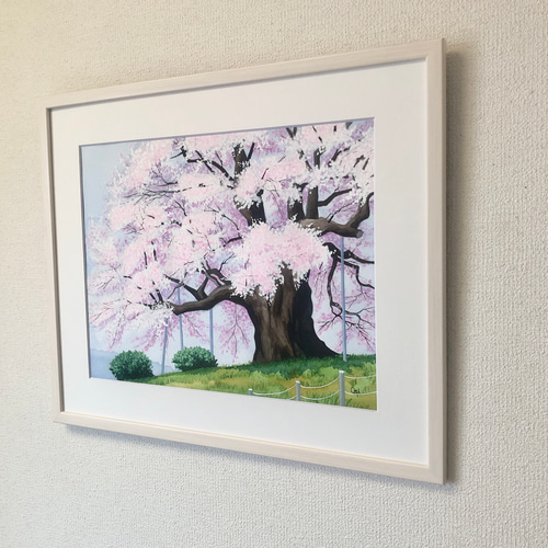 アクリル画 原画 「醍醐の桜05」額縁付 SMサイズ