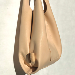 ミニマルシェバッグ（Ｓsize）ふわふわヌメ調　本革レジ袋型 6枚目の画像