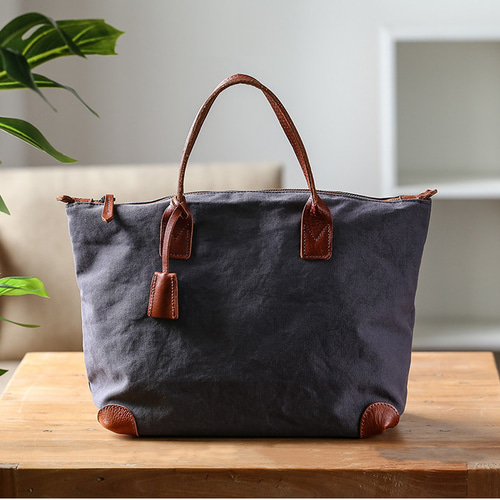 帆布×本革 トートバッグ ビジネスバッグ ショルダーバッグ マチ幅が