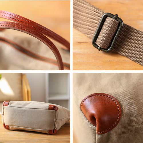 帆布×本革 トートバッグ ビジネスバッグ ショルダーバッグ マチ幅が