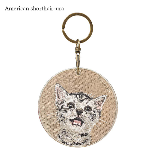刺繍キーホルダー アメリカンショートヘアー アメショ 猫 小猫