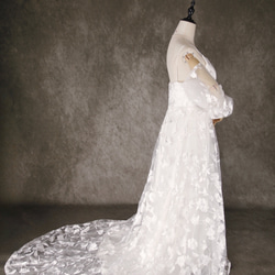 送料無料！ウェディングドレス 贅沢な総レース ロングスリーブ  キャミソール  ブラトップ ファスナー 2枚目の画像