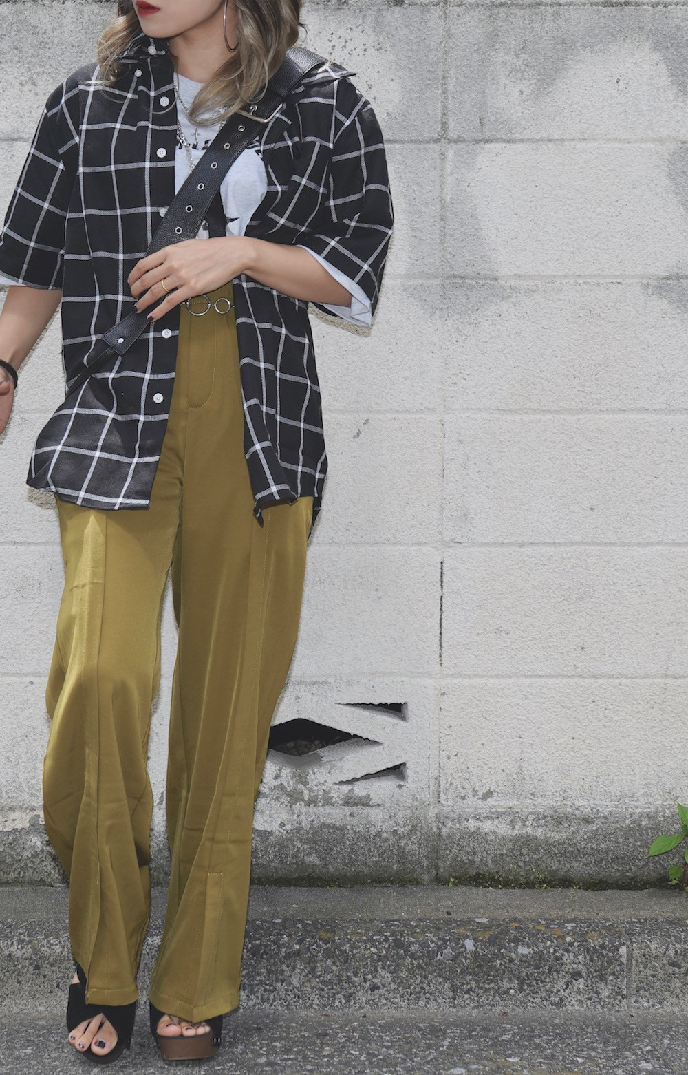 "PLAY BOY" S/S CHECK BOX SHIRTS (black) 半袖シャツ チェック柄 ストリート