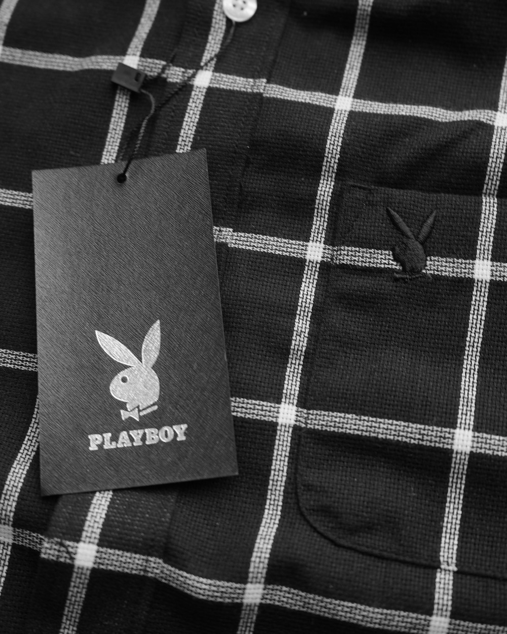 "PLAY BOY" S/S CHECK BOX SHIRTS (black) 半袖シャツ チェック柄 ストリート