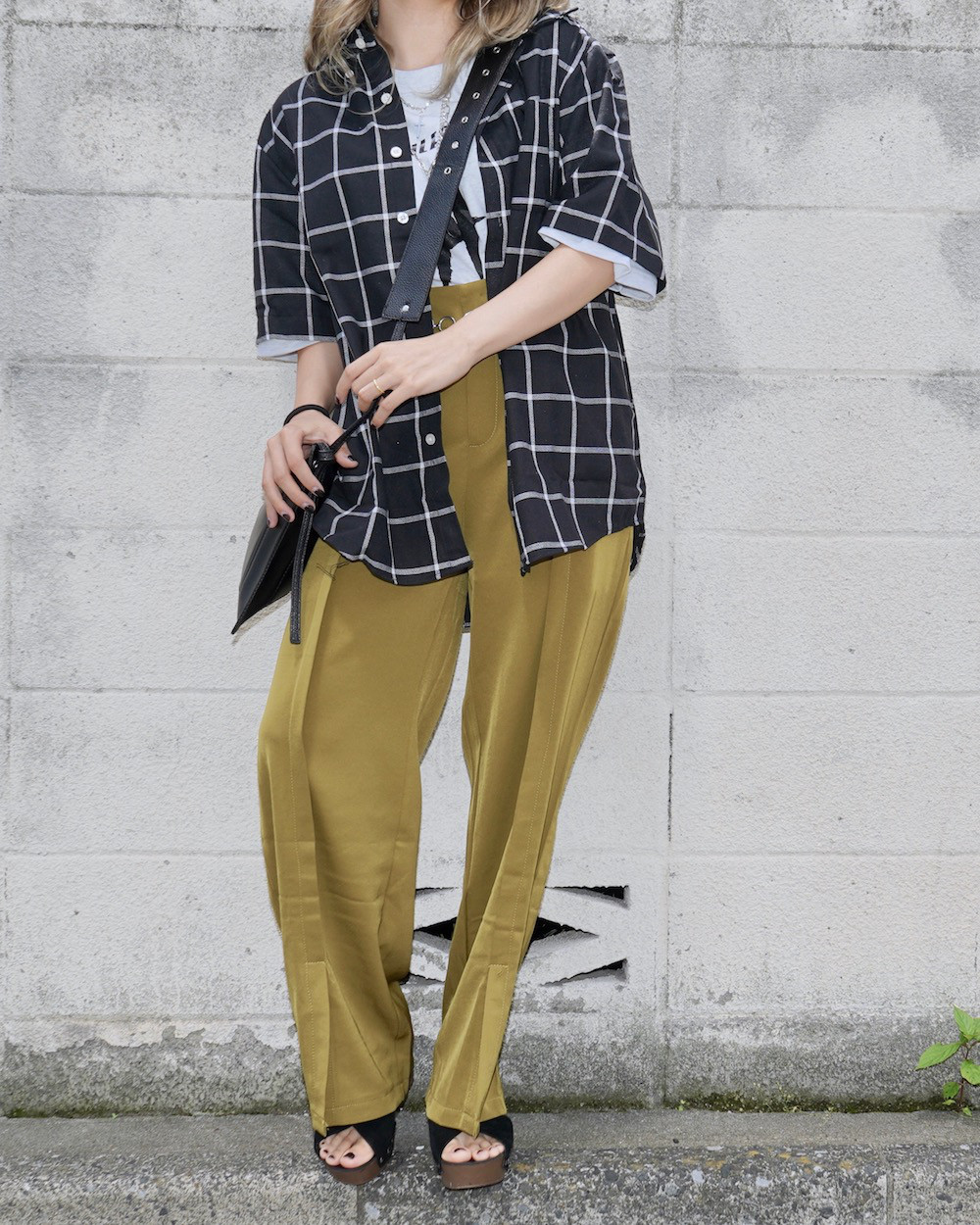 "PLAY BOY" S/S CHECK BOX SHIRTS (black) 半袖シャツ チェック柄 ストリート