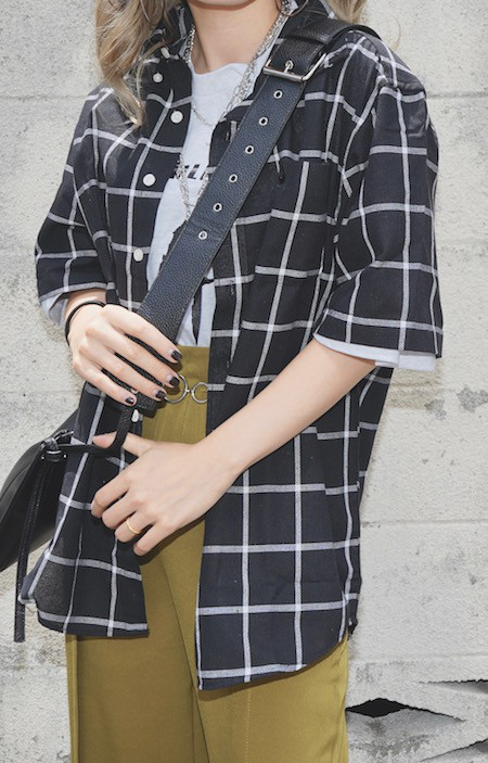 "PLAY BOY" S/S CHECK BOX SHIRTS (black) 半袖シャツ チェック柄 ストリート