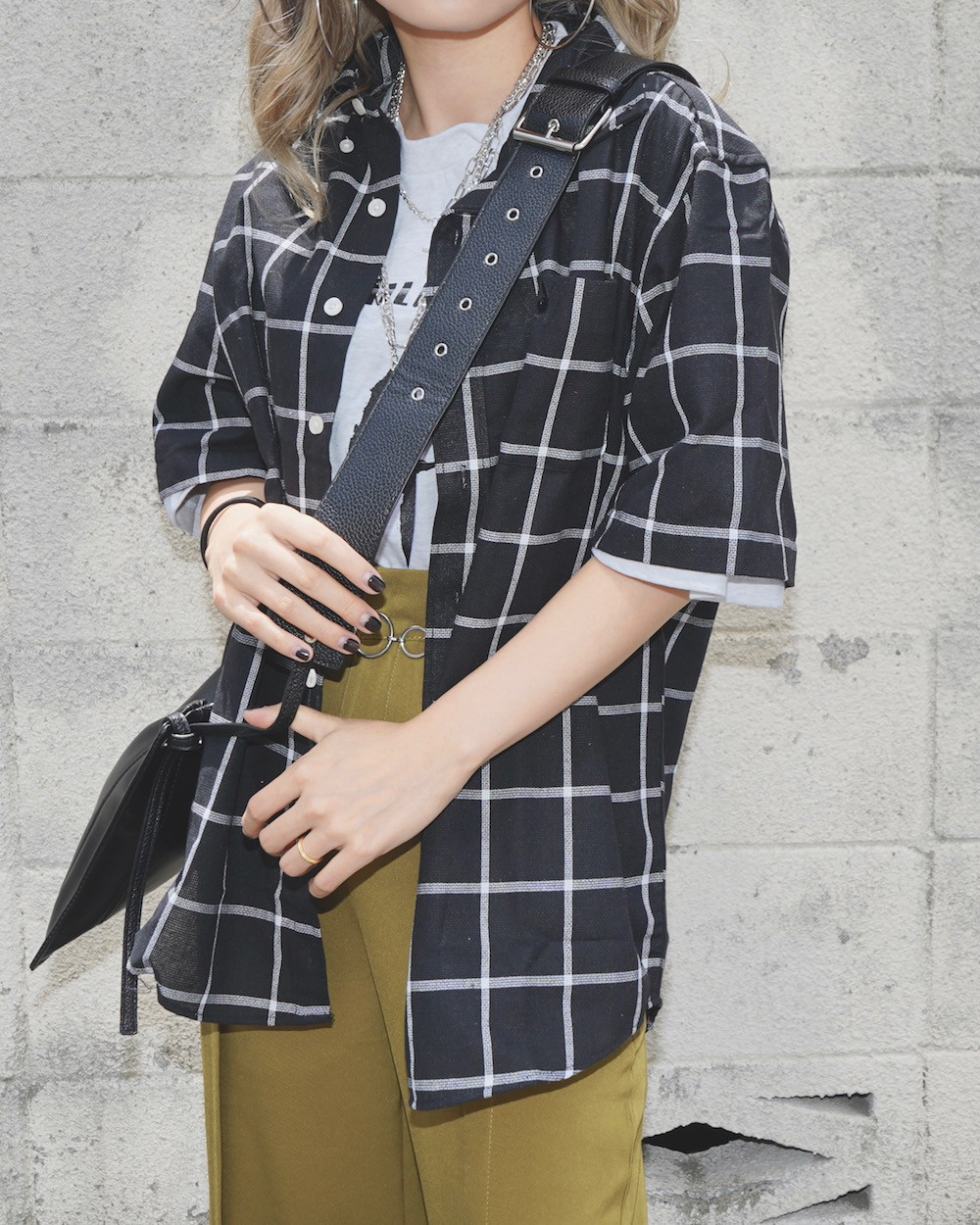 "PLAY BOY" S/S CHECK BOX SHIRTS (black) 半袖シャツ チェック柄 ストリート