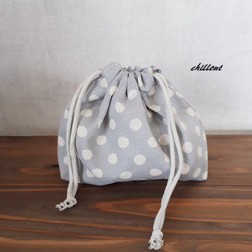 ソフトリネン】入園バッグ5点セット：ドット：ブルーグレー【0480