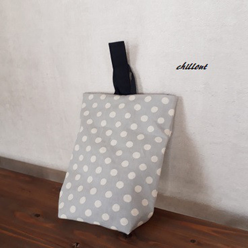 ソフトリネン】入園バッグ5点セット：ドット：ブルーグレー【0480