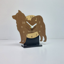 文字・名入れ】【置時計スタンド付き】ワンちゃん コンパクト静音