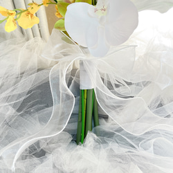 No.340 アーティフィシャルフラワーブーケ　クラッチブーケ ウエディングブーケ 結婚式 胡蝶蘭 6枚目の画像