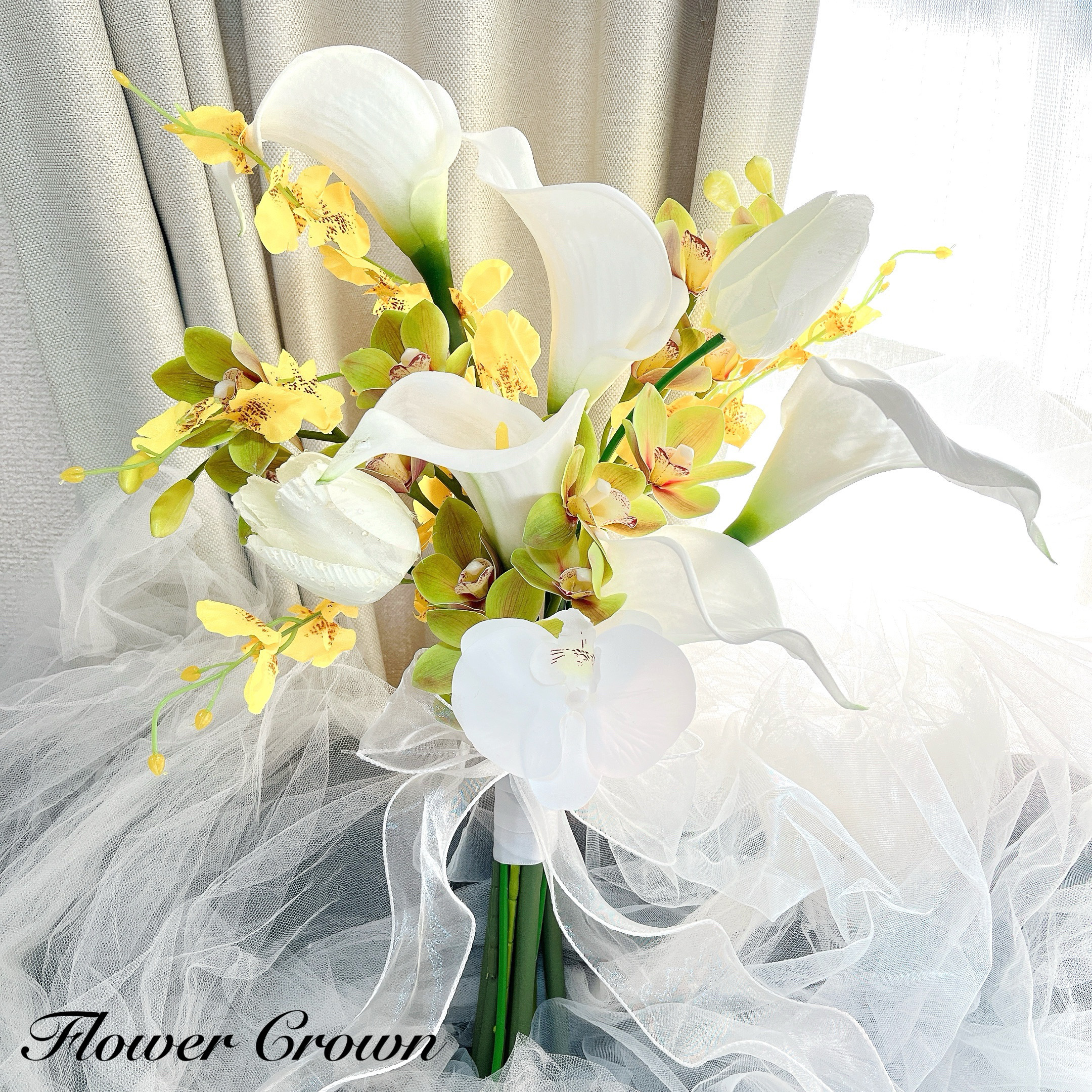 アーティフィシャルフラワーブーケ　クラッチブーケ ウエディングブーケ 結婚式 アームブーケ 胡蝶蘭