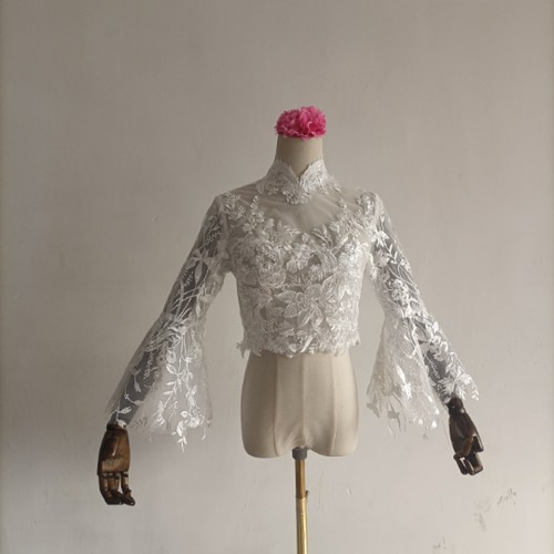 送料無料！魅惑の花レースボレロ ドレスアレンジ ラッパ袖 くるみ  