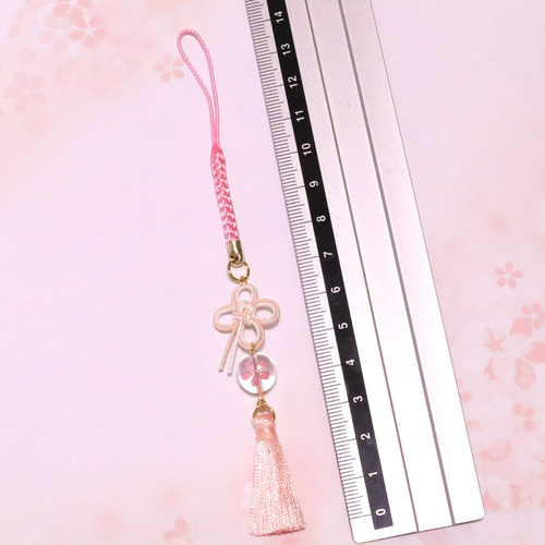 伊作ストラップ 桜のストラップ ✿桜花✿ ／ 春色新作2024 水引 叶結び 桜彫り